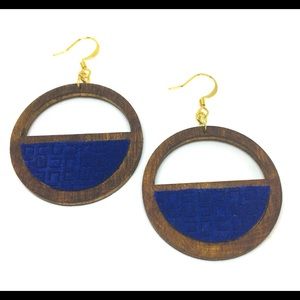 Royal Blue Faux Leather Earrings